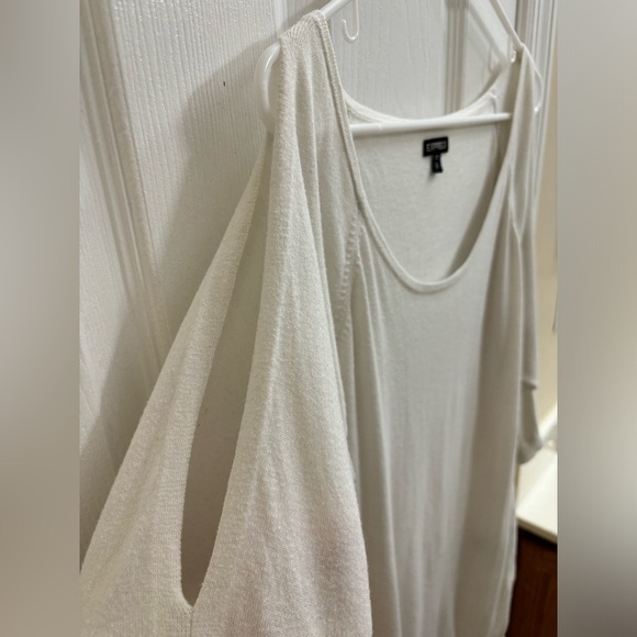 Express Women’s Cashmere Blend Ivory Cold Shoulder Tunic Sweater Medium - Picture 5 of 10
